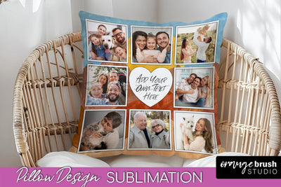 Family Photo Frame Pillow Sublimation - Boho Pillow Cover Sublimation OrangeBrushStudio 