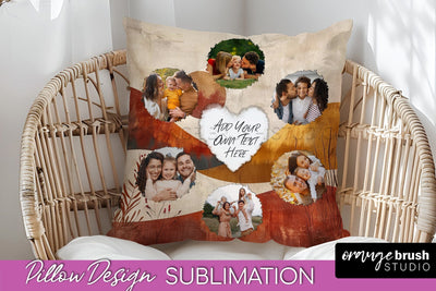 Family Photo Frame Pillow Sublimation - Boho Pillow Cover Sublimation OrangeBrushStudio 