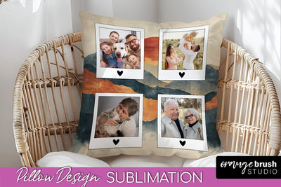 Family Photo Frame Pillow Sublimation - Boho Pillow Cover Sublimation OrangeBrushStudio 