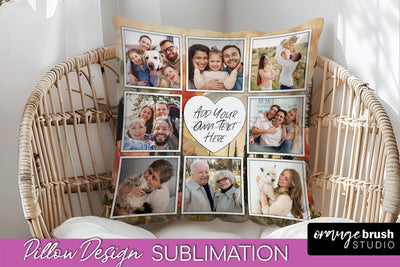 Family Photo Frame Pillow Sublimation - Boho Pillow Cover Sublimation OrangeBrushStudio 