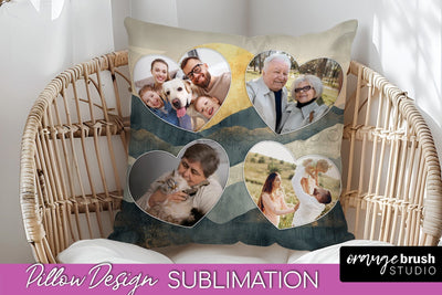Family Photo Frame Pillow Sublimation - Boho Pillow Cover Sublimation OrangeBrushStudio 