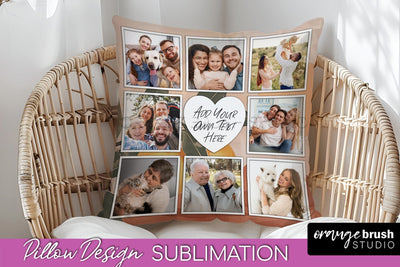Family Photo Frame Pillow Sublimation - Boho Pillow Cover Sublimation OrangeBrushStudio 