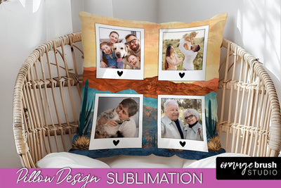 Family Photo Frame Pillow Sublimation - Boho Pillow Cover Sublimation OrangeBrushStudio 