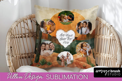 Family Photo Frame Pillow Sublimation - Boho Pillow Cover Sublimation OrangeBrushStudio 