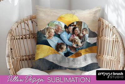 Family Photo Frame Pillow Sublimation - Boho Pillow Cover Sublimation OrangeBrushStudio 