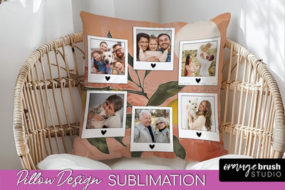 Family Photo Frame Pillow Sublimation - Boho Pillow Cover Sublimation OrangeBrushStudio 
