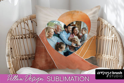 Family Photo Frame Pillow Sublimation - Boho Pillow Cover Sublimation OrangeBrushStudio 
