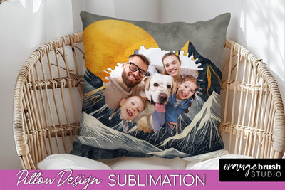 Family Photo Frame Pillow Sublimation - Boho Pillow Cover Sublimation OrangeBrushStudio 