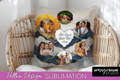 Family Photo Frame Pillow Sublimation - Boho Pillow Cover Sublimation OrangeBrushStudio 