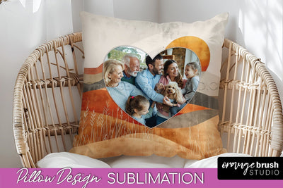 Family Photo Frame Pillow Sublimation - Boho Pillow Cover Sublimation OrangeBrushStudio 