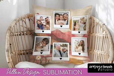 Family Photo Frame Pillow Sublimation - Boho Pillow Cover Sublimation OrangeBrushStudio 