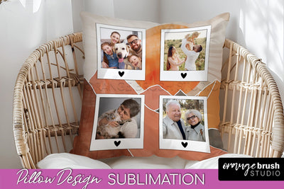 Family Photo Frame Pillow Sublimation - Boho Pillow Cover Sublimation OrangeBrushStudio 