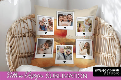 Family Photo Frame Pillow Sublimation - Boho Pillow Cover Sublimation OrangeBrushStudio 