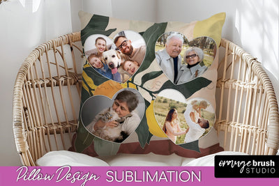 Family Photo Frame Pillow Sublimation - Boho Pillow Cover Sublimation OrangeBrushStudio 