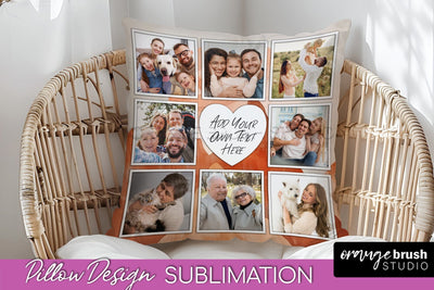 Family Photo Frame Pillow Sublimation - Boho Pillow Cover Sublimation OrangeBrushStudio 