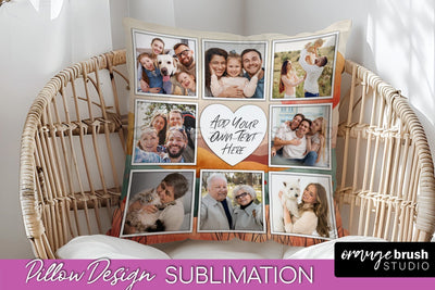 Family Photo Frame Pillow Sublimation - Boho Pillow Cover Sublimation OrangeBrushStudio 