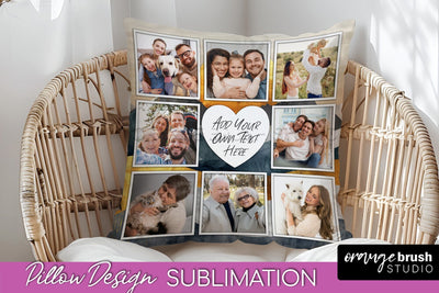 Family Photo Frame Pillow Sublimation - Boho Pillow Cover Sublimation OrangeBrushStudio 