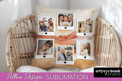 Family Photo Frame Pillow Sublimation - Boho Pillow Cover Sublimation OrangeBrushStudio 