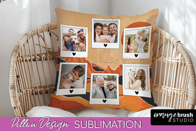 Family Photo Frame Pillow Sublimation - Boho Pillow Cover Sublimation OrangeBrushStudio 