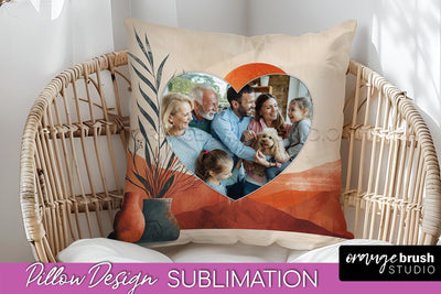 Family Photo Frame Pillow Sublimation - Boho Pillow Cover Sublimation OrangeBrushStudio 