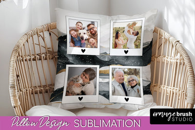 Family Photo Frame Pillow Sublimation - Boho Pillow Cover Sublimation OrangeBrushStudio 