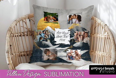 Family Photo Frame Pillow Sublimation - Boho Pillow Cover Sublimation OrangeBrushStudio 