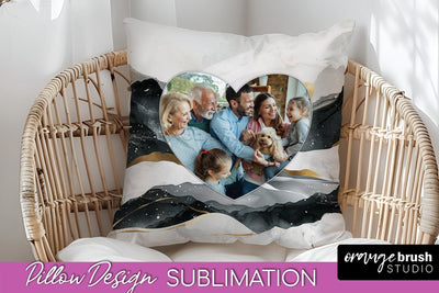 Family Photo Frame Pillow Sublimation - Boho Pillow Cover Sublimation OrangeBrushStudio 
