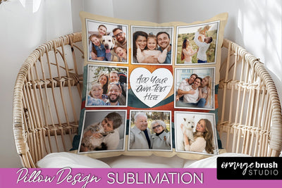 Family Photo Frame Pillow Sublimation - Boho Pillow Cover Sublimation OrangeBrushStudio 