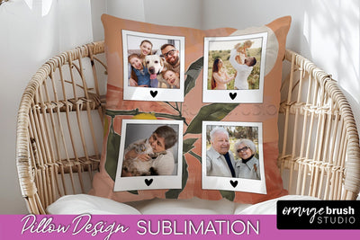 Family Photo Frame Pillow Sublimation - Boho Pillow Cover Sublimation OrangeBrushStudio 