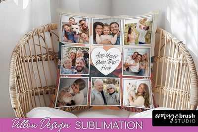 Family Photo Frame Pillow Sublimation - Boho Pillow Cover Sublimation OrangeBrushStudio 