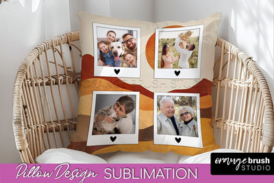 Family Photo Frame Pillow Sublimation - Boho Pillow Cover Sublimation OrangeBrushStudio 