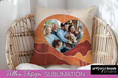 Family Photo Frame Pillow Sublimation - Boho Pillow Cover Sublimation OrangeBrushStudio 