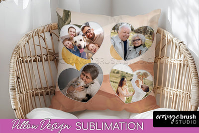 Family Photo Frame Pillow Sublimation - Boho Pillow Cover Sublimation OrangeBrushStudio 