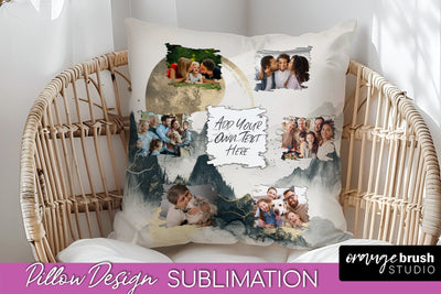 Family Photo Frame Pillow Sublimation - Boho Pillow Cover Sublimation OrangeBrushStudio 