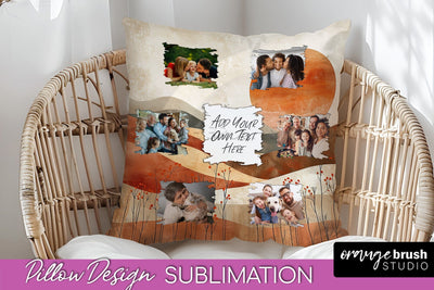 Family Photo Frame Pillow Sublimation - Boho Pillow Cover Sublimation OrangeBrushStudio 