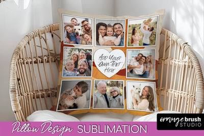 Family Photo Frame Pillow Sublimation - Boho Pillow Cover Sublimation OrangeBrushStudio 