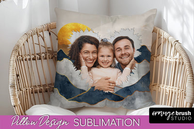 Family Photo Frame Pillow Sublimation - Boho Pillow Cover Sublimation OrangeBrushStudio 
