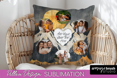 Family Photo Frame Pillow Sublimation - Boho Pillow Cover Sublimation OrangeBrushStudio 