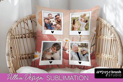 Family Photo Frame Pillow Sublimation - Boho Pillow Cover Sublimation OrangeBrushStudio 