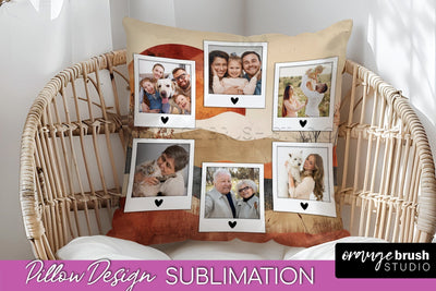 Family Photo Frame Pillow Sublimation - Boho Pillow Cover Sublimation OrangeBrushStudio 