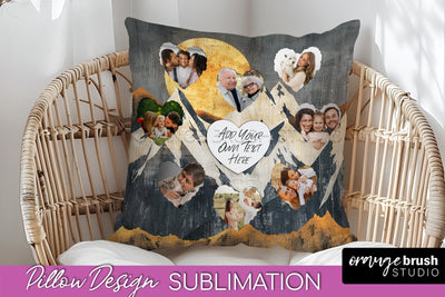 Family Photo Frame Pillow Sublimation - Boho Pillow Cover Sublimation OrangeBrushStudio 