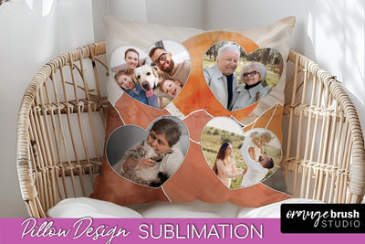 Family Photo Frame Pillow Sublimation - Boho Pillow Cover Sublimation OrangeBrushStudio 