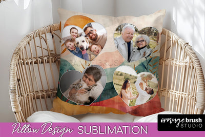 Family Photo Frame Pillow Sublimation - Boho Pillow Cover Sublimation OrangeBrushStudio 