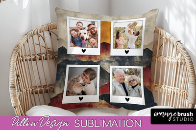 Family Photo Frame Pillow Sublimation - Boho Pillow Cover Sublimation OrangeBrushStudio 