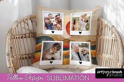Family Photo Frame Pillow Sublimation - Boho Pillow Cover Sublimation OrangeBrushStudio 