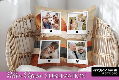 Family Photo Frame Pillow Sublimation - Boho Pillow Cover Sublimation OrangeBrushStudio 