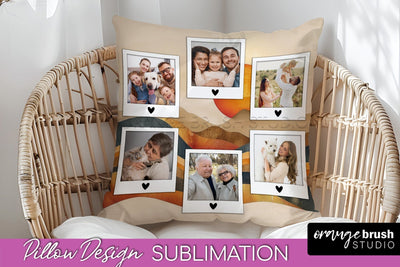 Family Photo Frame Pillow Sublimation - Boho Pillow Cover Sublimation OrangeBrushStudio 