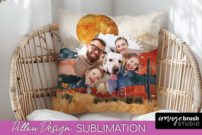 Family Photo Frame Pillow Sublimation - Boho Pillow Cover Sublimation OrangeBrushStudio 