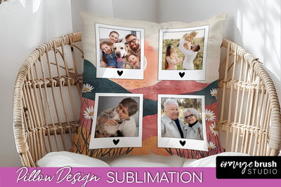 Family Photo Frame Pillow Sublimation - Boho Pillow Cover Sublimation OrangeBrushStudio 