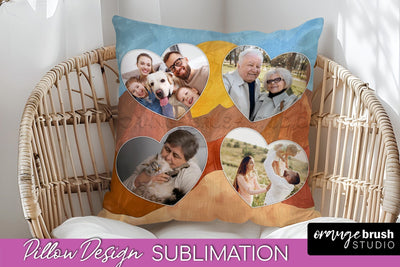 Family Photo Frame Pillow Sublimation - Boho Pillow Cover Sublimation OrangeBrushStudio 
